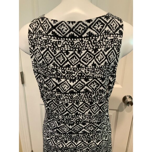 Lauren Ralph Lauren Black & White Geometric Sleeveless Trapeze Midi Dress Size M - Picture 6 of 7